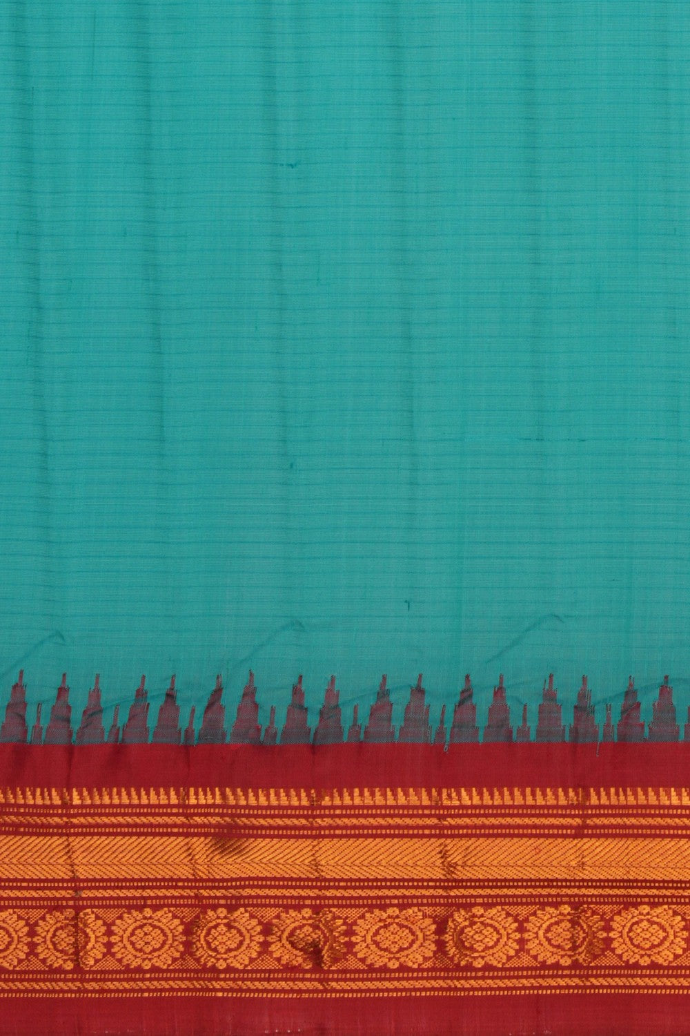 Image of Gadwal Cotton Silk Sea Blue Saree